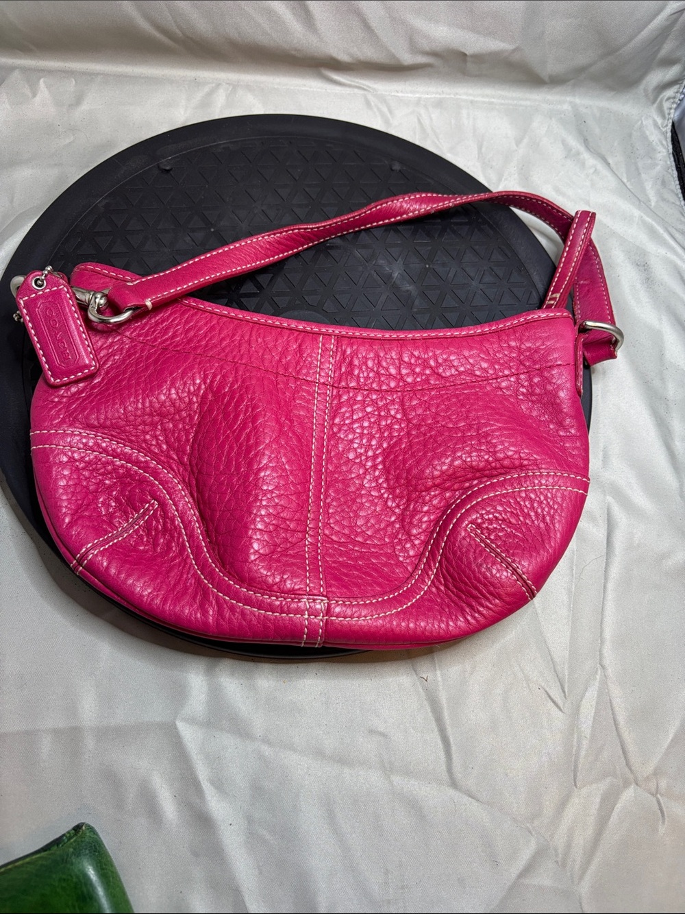 Coach Pebbled Leather Shoulder Bag in Fuchsia